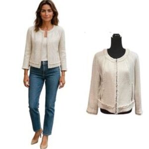 Club Monaco Ivory Twill Classic Jacket.